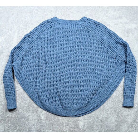Lauren Ralph Lauren Sweater Womens Size Medium Blue Poncho Waffle Knit Pullover - Picture 10 of 12